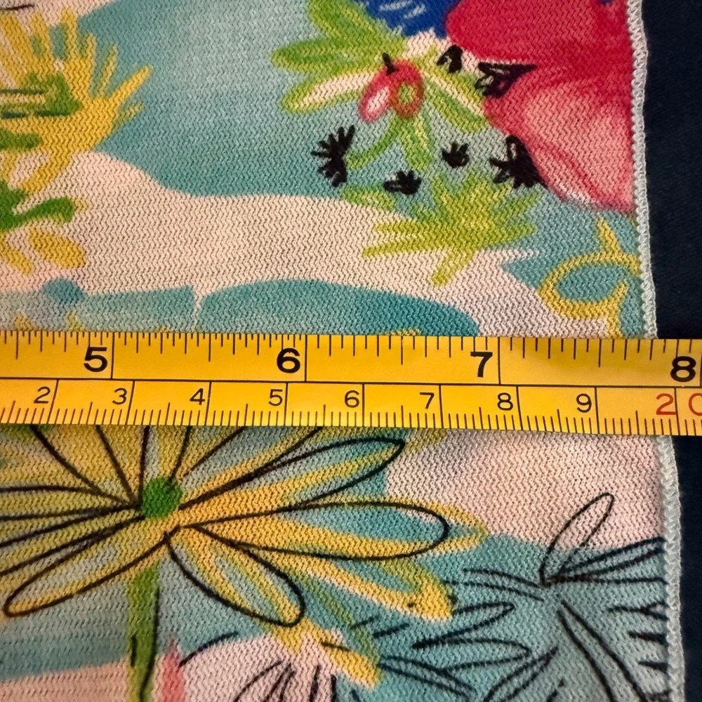 Vintage Floral and‎ Tropical Scarf Lot of 3 Green Blue Pink Teal Bundle
